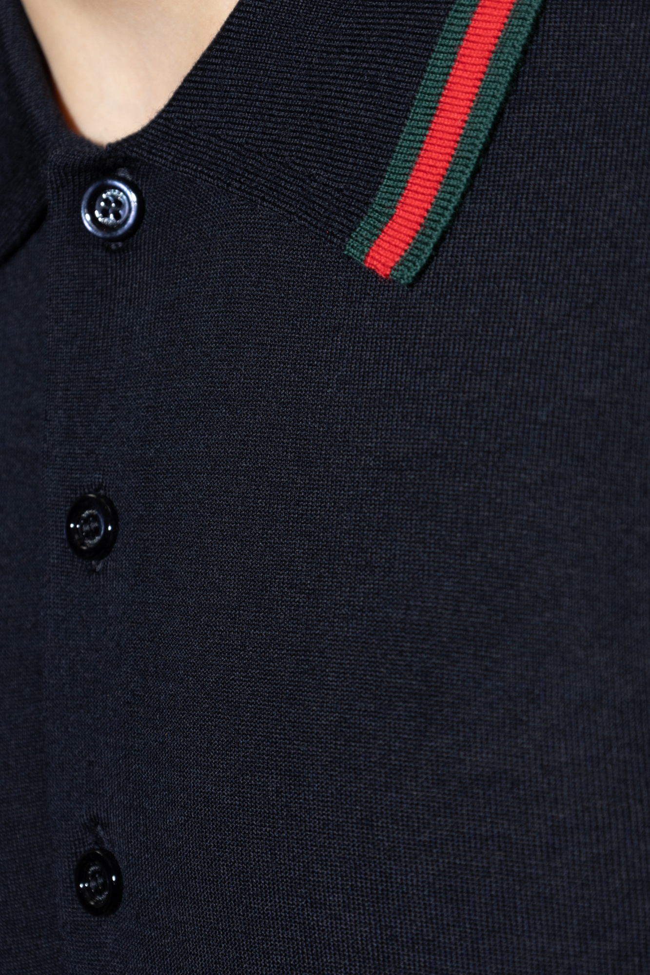 Gucci Wool polo with distinctive Web stripe | Men's | Vitkac